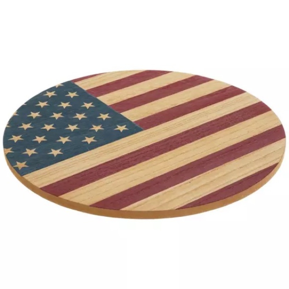 American Flag Wood Lazy Susan